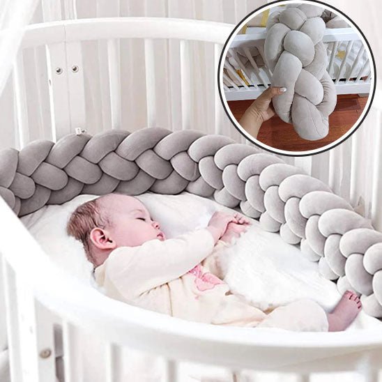 Tour de Lit Tressé Gris Blanc Bébé