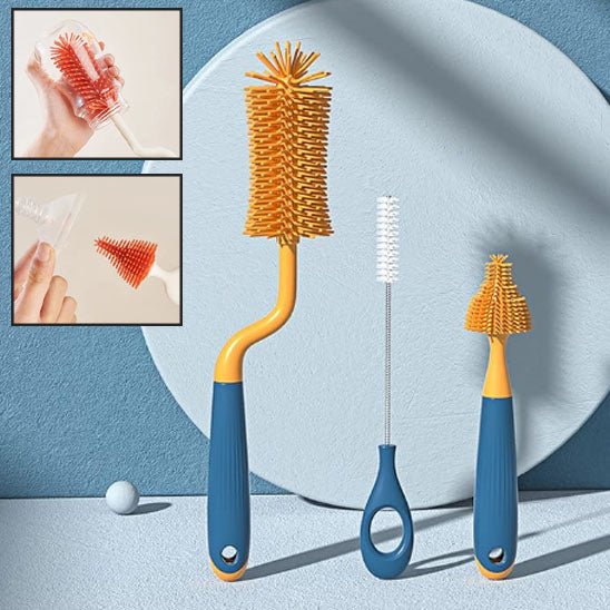 "Brosse goupillon biberon avec tête rotative pour nettoyage en profondeur"
