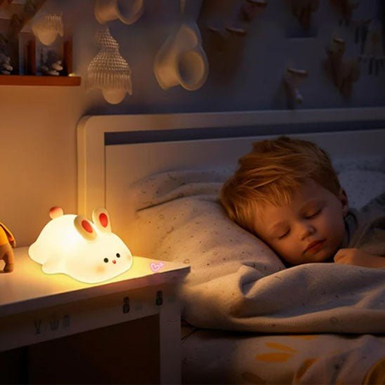 "Veilleuse lapin en silicone avec lumière douce pour chambre bébé"